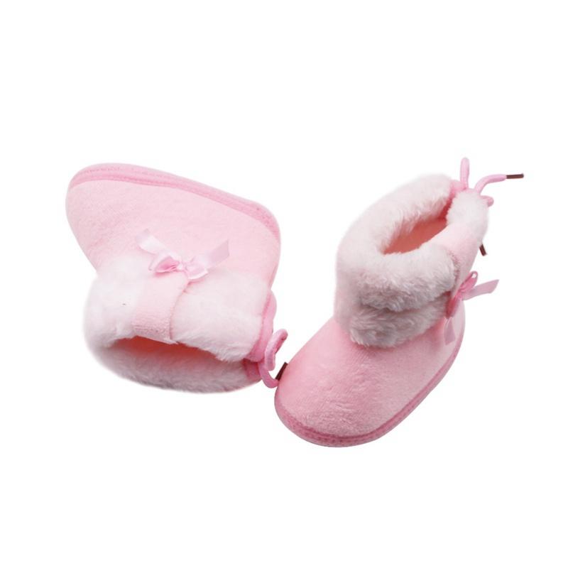 Iarnă Copil mic Sugar Nou-născut Bebeluş Băiat Fată Cizme de zăpadă din blană de iarnă cu papion Pantofi caldi Ghete cu tub mijlociu Pantofi pentru copii mici