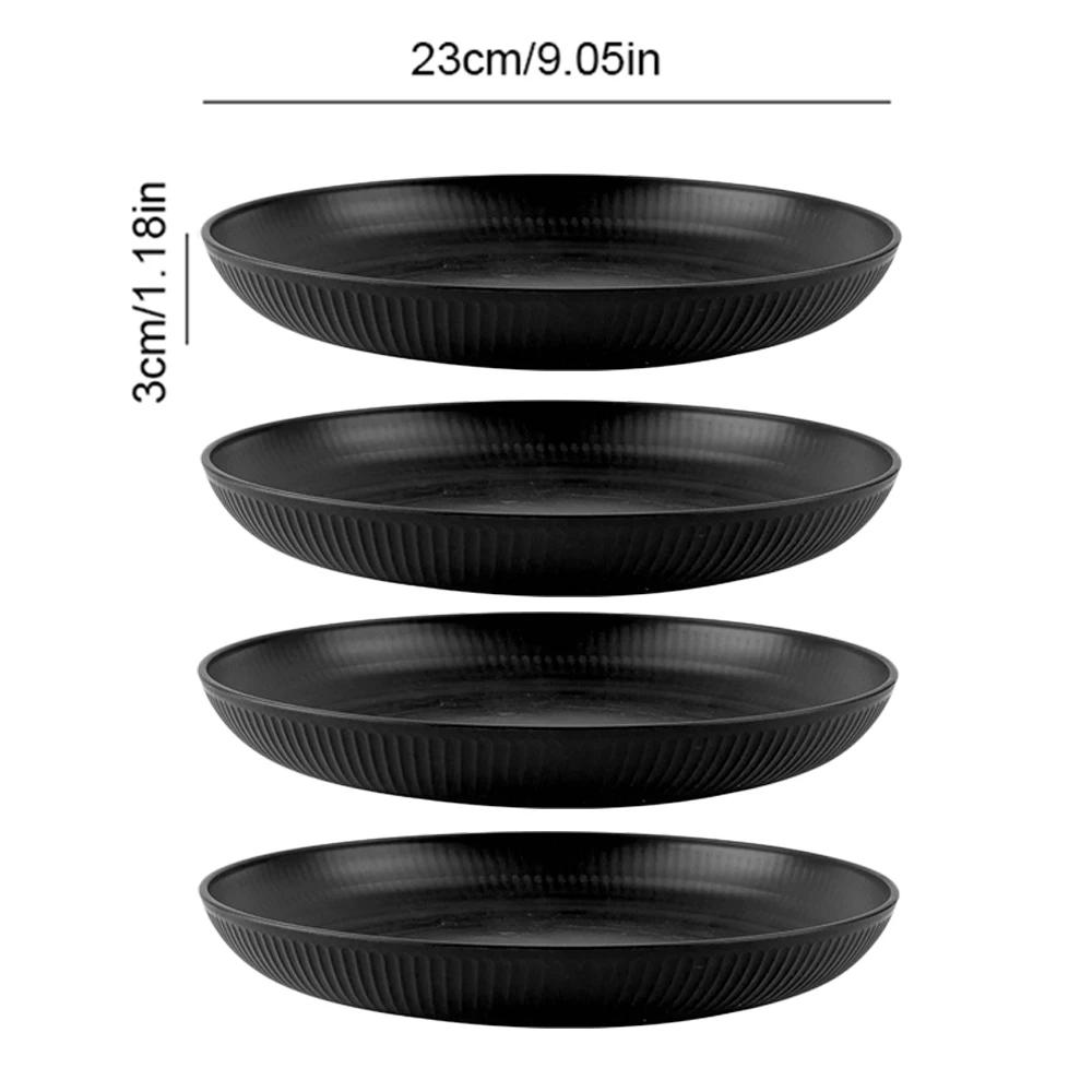 23cm Round Salad Dessert Dinner Plate Stackable Unbreakable Reusable 4Pcs Wheat Straw Dish Microwave Safe Fruit Plate for Dining