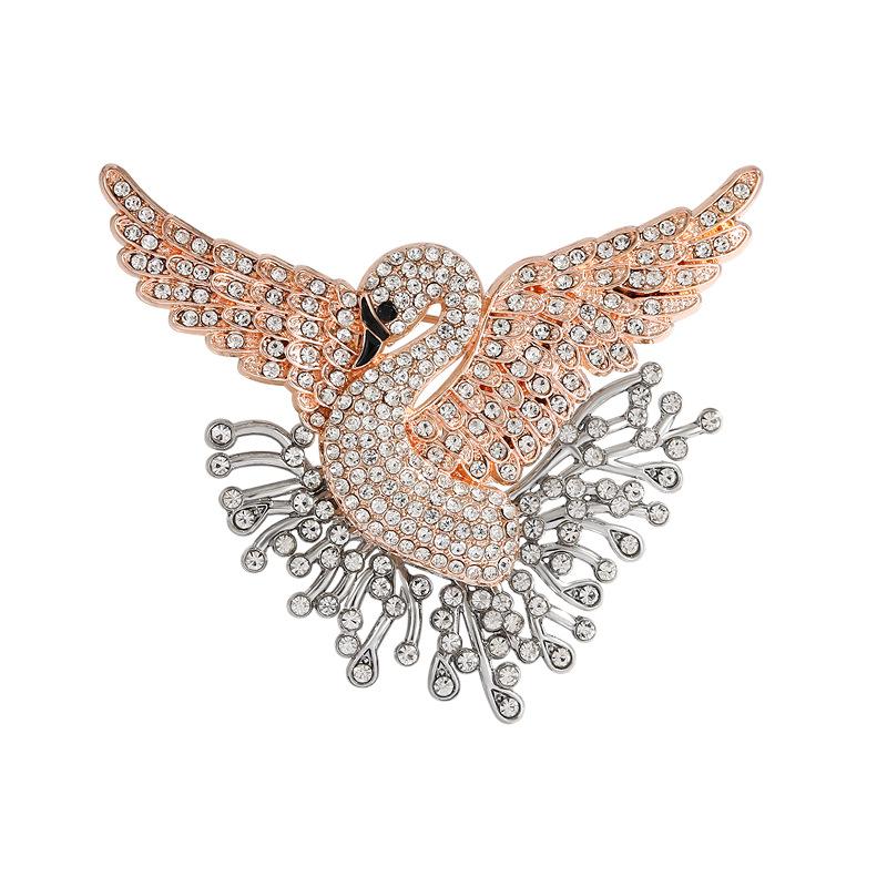 Модная брошь-лебедь с хвостом-фейерверком, женская, с бриллиантами, птица, средневековый корсаж, аксессуары для платья, вечеринки