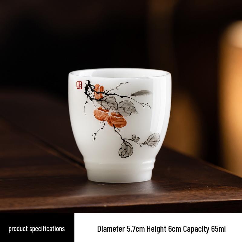 Hand-Painted Jade Gongfu Tea Cup Set with Overglaze Design – Ceramics for Tea Tasting & Gift Box Included