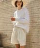 SHINE ON YOU Cotton Blend Double-Pleated Elastic Shorts _Pure Ivory