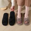 Corduroy Cross Strap Home Slippers for Women Open Toe Non Slip Cotton Indoor Shoes Mens and Womans Lightweight Comfort Bedroom Slippers
