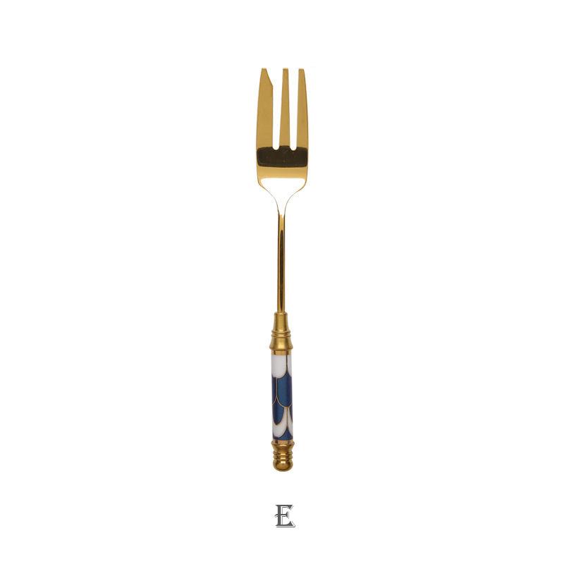 Stainless Steel Gold Cake Fork Dessert Forks Fruit Fork Ceramic Long Handle Used For Pastry in Party Snail Forks Restaurant
