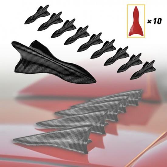 10PCS Universal Air Vortex Generator Carbon Fiber Pattern Diffuser Shark Fin Set