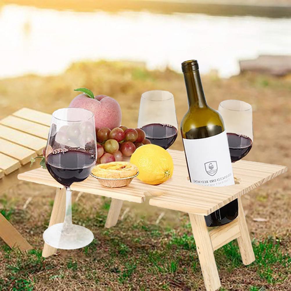 Outdoor Wine Picnic Table Folding Portable Picnic Table and Cheese Tray with Stable Food
