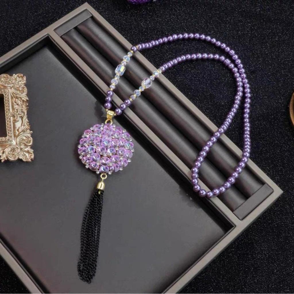 Elegancki fioletowy luksusowy naszyjnik swetrowy inspirowany stylem Qi Wschodu – wszechstronny długi dodatek w stylu chińskim