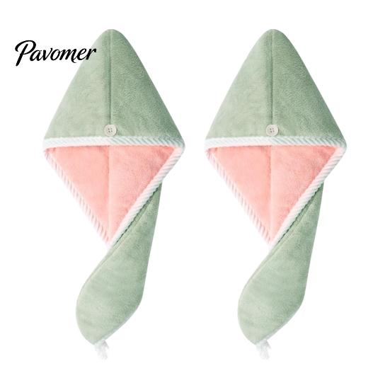 Bathroom Essentials for Hair Reversible Towel Wrap, Microfiber Turban with Button, Quick Dry, Thickened Drying Hat Absorbent Anti-frizz Women