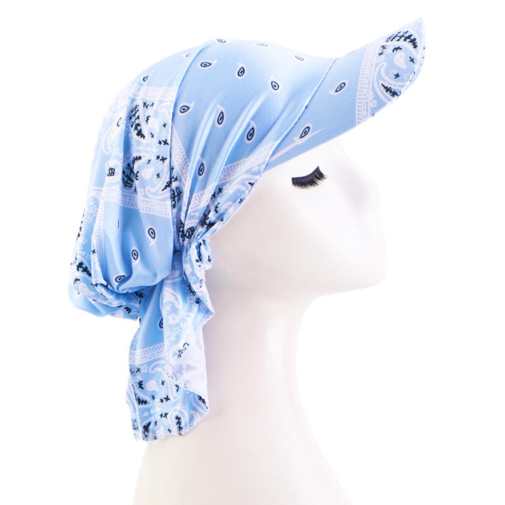 Cotton Bandana Cap with Visor Outdoor Sun Protection Hat Adjustable Headscarf Breathable Lightweight Headwear for Outdoor Activities