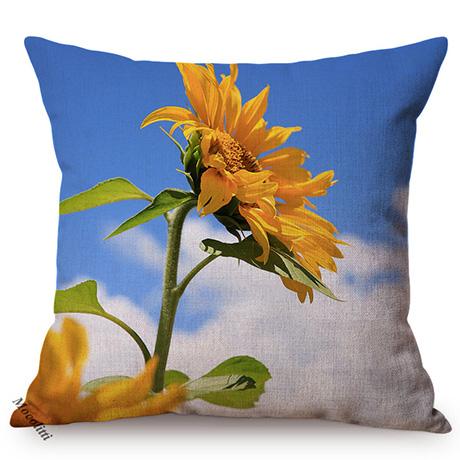 Sunflower Farm Natural Landscape Style Home Decor Sofa Pillow Case Nordic Pastoral Cotton Linen Living Room Chair Cushion Cover