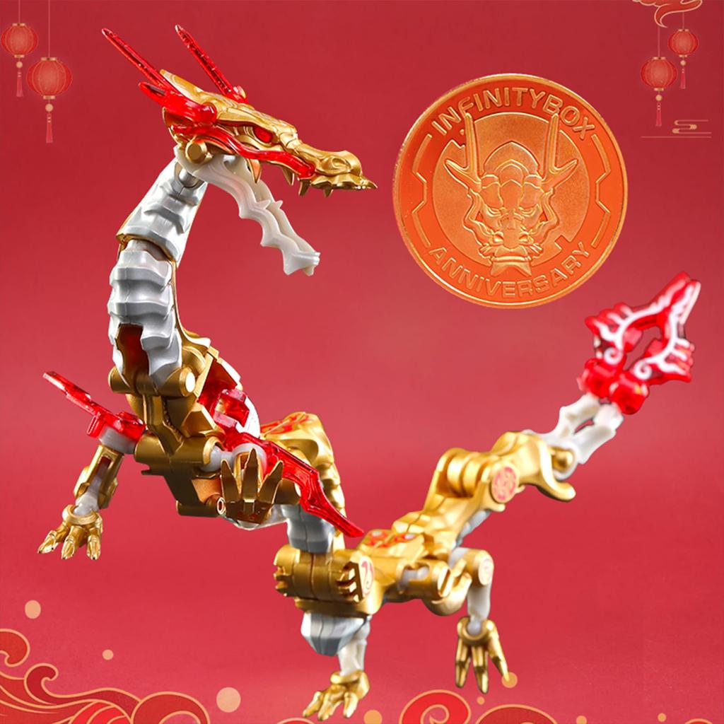 [Year of the Dragon Commemorative Gold Limited Edition Paint] BEASTBOX 52TOYS INFINITYBOX IB-04 CHINESE DRAGON - Golden Dragon Transforming Toy, Cube