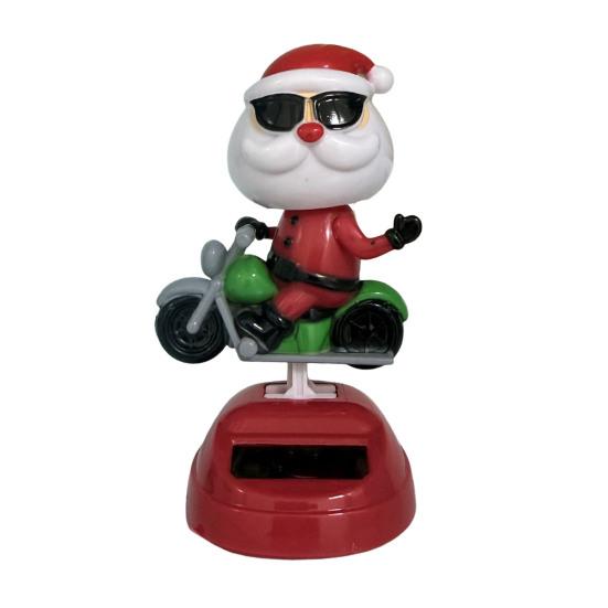 No Battery Solar Toys Powered Dancing Car Ornament, Creative Dashboard Christmas Cartoon Figure for Miniature Holiday Desktop Ornaments Auto Interior