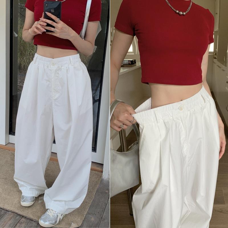 Lightweight casual pants for women, 2026 new model, high-waisted, slimming, wide-leg, loose-fitting long pants