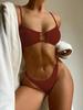 European And American Swimsuit Women'S Split Three-Point Solid Color Special Fabric Internet Celebrities Ins Multi-Color Bikini
