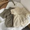 Boys' and Girls' Short Sleeve Set Waffle Baby Home and Outdoor Wear Simple and Trendy Two Piece Set