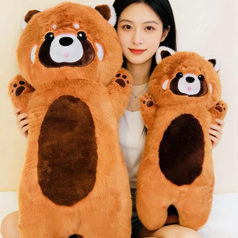 Chubby Red Panda Soft Buddies Gentle Warm Long Body Beast Toss Bolster Cozy Naptime Playmate Sweet Living Room Display Little Ones Keepsake