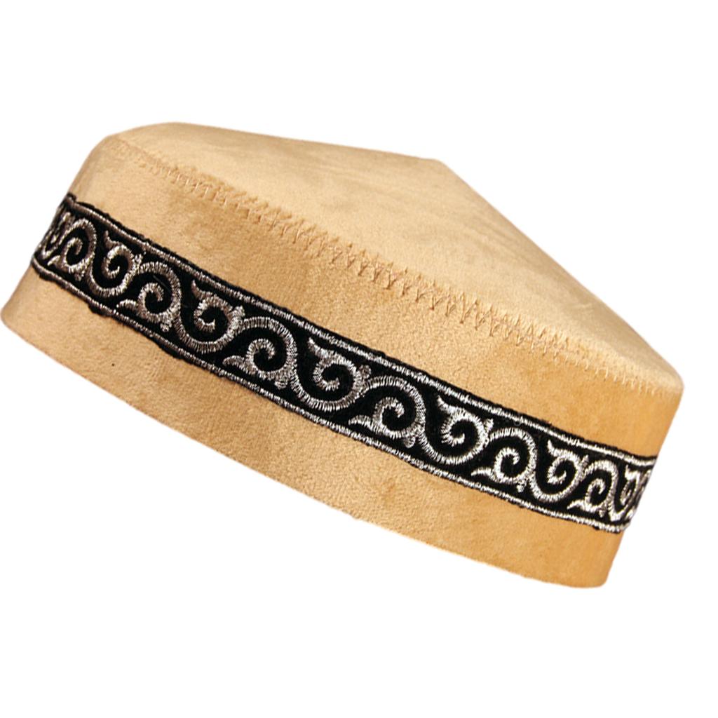 Handmade Muslim Cotton Cap For Dance Performances Traditional Embroidery Design Elegant Blue Green Turquoise Vintage Style Unisex Hat