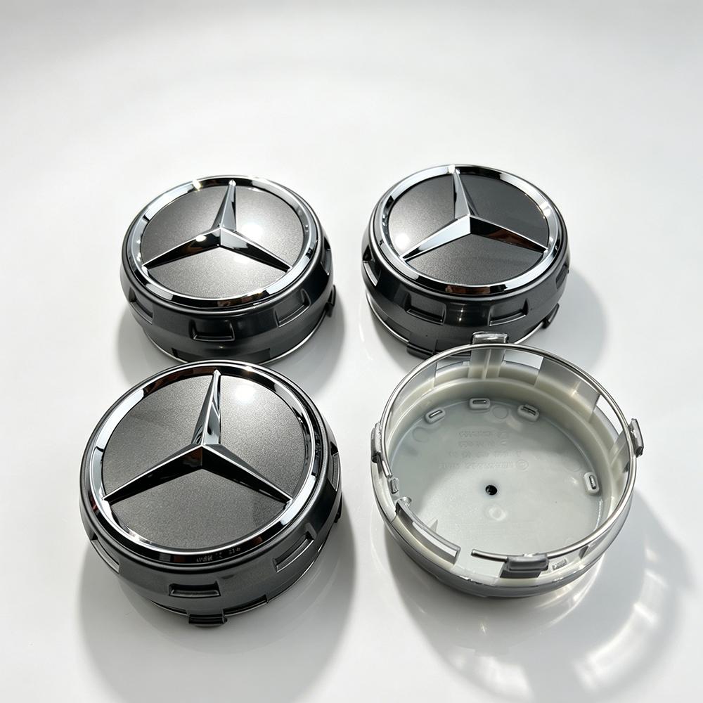 CRN1 20Pcs 75mm ABS Black Silver Car Wheel Center Cap Hub Covers Badge Styling Auto Accessories For Mercedes Benz AMG A0004000900