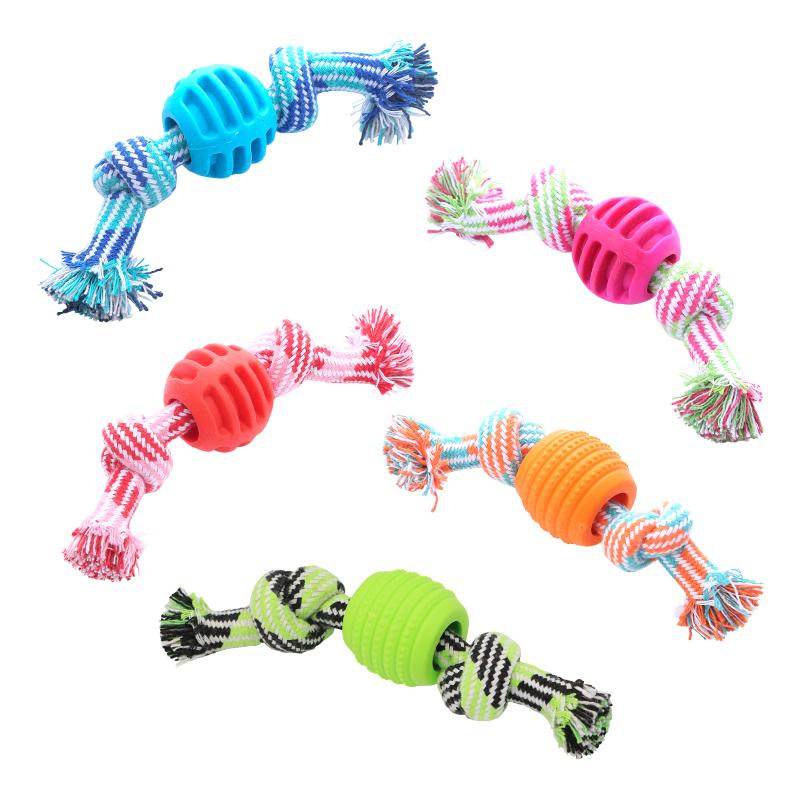 Pet dog toy Cotton rope double knot ball Bite resistant tooth cleaning toy ball pet supplies dog toys for aggressive chewers