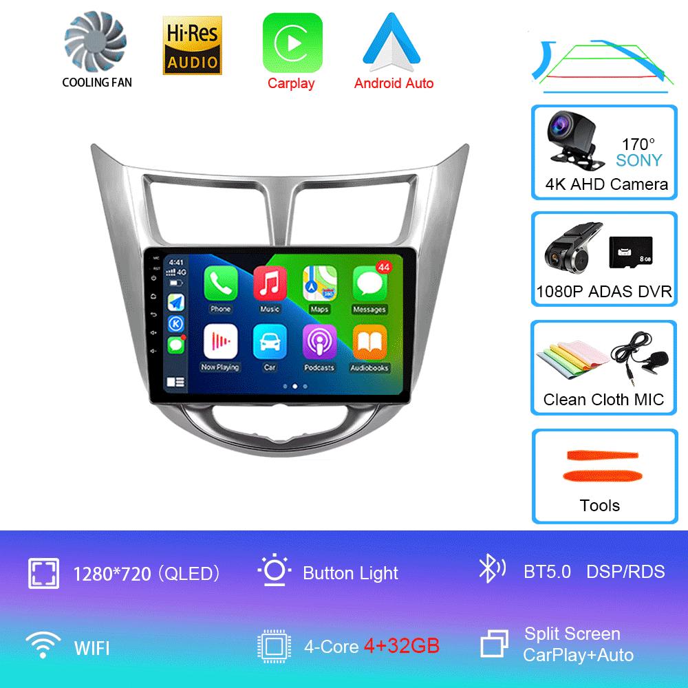 Android14 Carplay Auto For Hyundai Solaris Verna Accent 1 2010 2011 2012 2013 -2016 Multimedia Player Car Radio DSP Stereo 2 Din