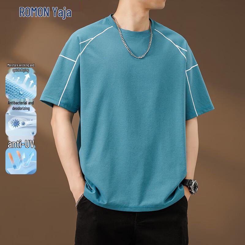 ROMON Men s Colorblock Quick-Dry Sports T-Shirt L