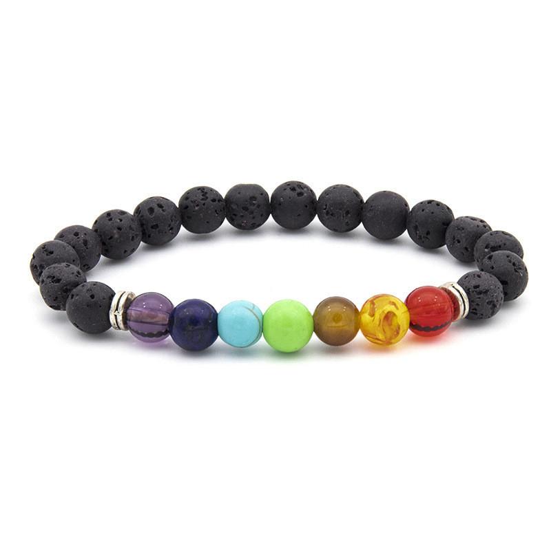 Strand Gemstone Men Bracelet Colorful Beads Energy Bracelet Healing Gift Yoga