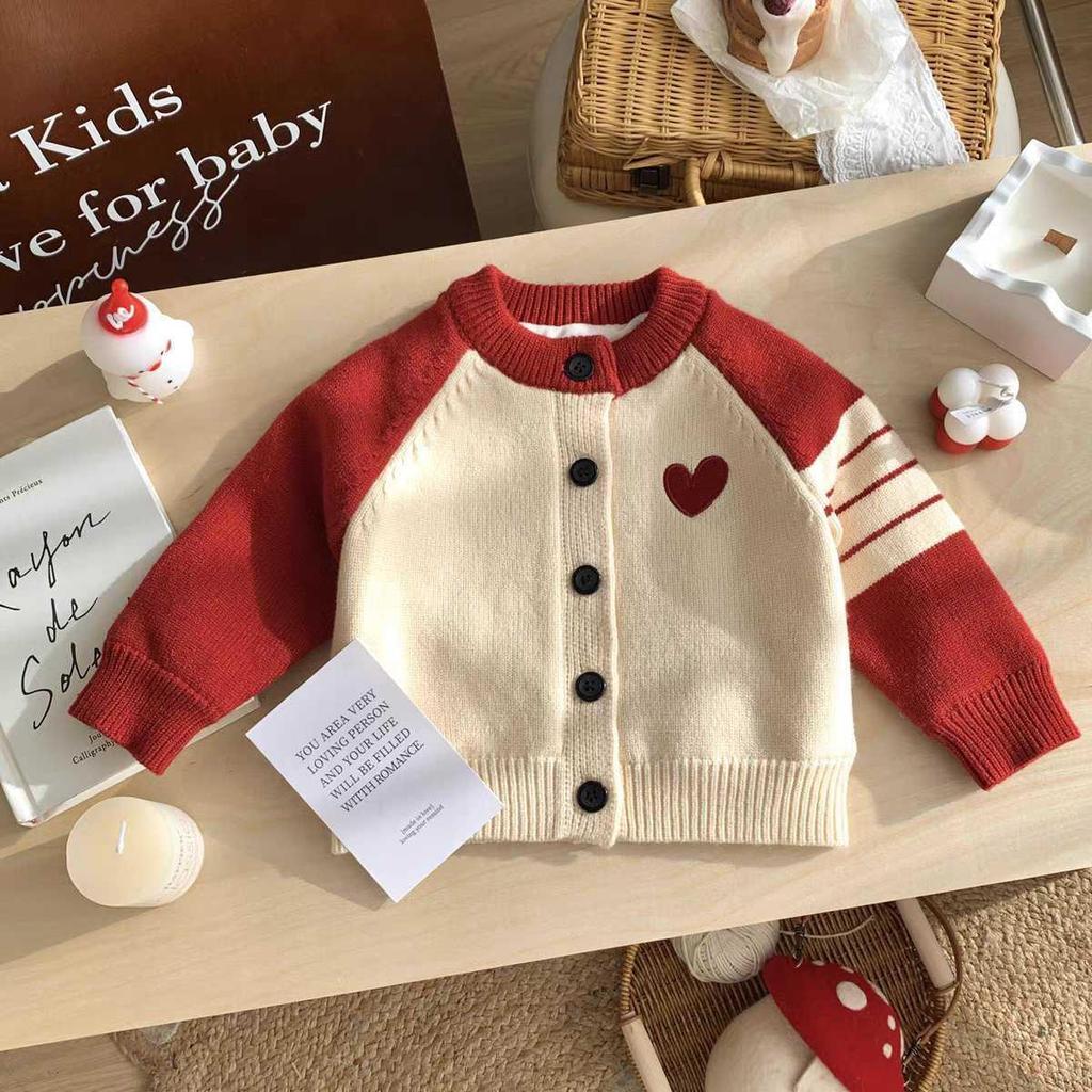 Red Heart Knit Romper - Baby Autumn/Winter Outfit