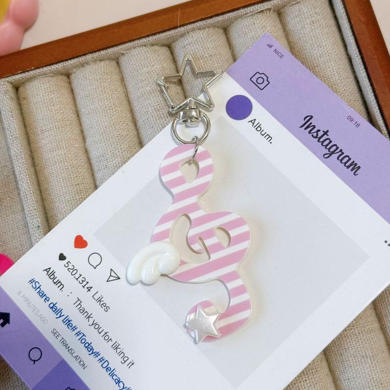 Y2K Musical Notes Heart Pendant For Women Sweet Cute Bag Charms Keychain Jewelry Trendy Chain