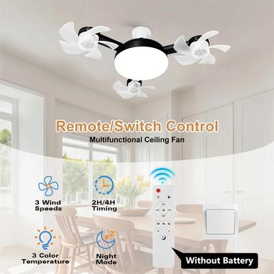 Universal Dimming Drone Fan with LED Lantern Remote Control Silent Ceiling Drone Fan E27 E26 for Dining Room Bedroom Living Room
