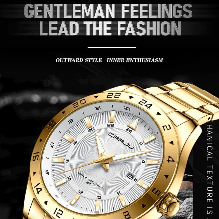 CRRJU New Watch 5007 Men's Watch Stainless Steel Strap Simple Business Watch