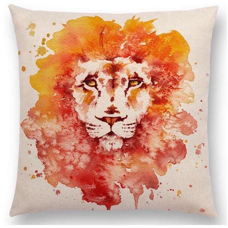 Exquisite Watercolor Lion Flowers Butterfly Lane Bird Wren Cushion Cover Ideal For Stylish Homes