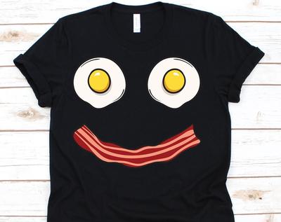 Egg And Bacon Shirt, Smiley, Bacon, Egg, Breakfast, Bacon Slice, Food Bacon, Bacon Gift, Bacon Lover, Smiling Shirt