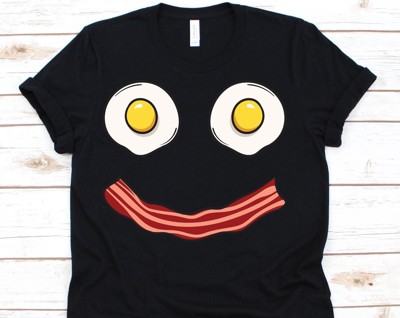 Egg And Bacon Shirt, Smiley, Bacon, Egg, Breakfast, Bacon Slice, Food Bacon, Bacon Gift, Bacon Lover, Smiling Shirt 4XL