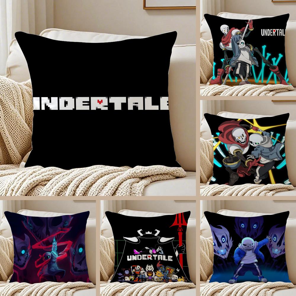 Game UUndertaleS Cushion Cover Pillowcase Antidustmite Invisible Zipper Short Plush Sofa Cushion