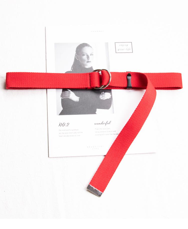 Double D-Ring Canvas Belt for Women - Korean Style, Versatile Harajuku Design, 3.2cm Fabric for Jeans or Work Pants.