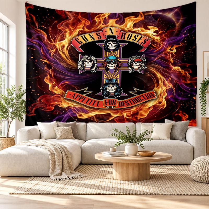 Guns N’ Roses Wall Tapestry, Soft Fabric Wall Hanging, Decorative Backdrop For Bedroom Home Wall Art