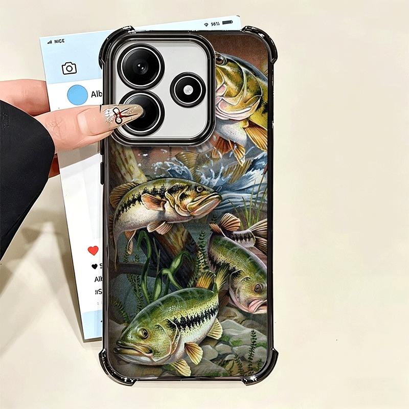 Carp Fish Fishing Rod Plating Phone Case For Xiaomi Poco X5 X6 X7 X8 Pro Max F8 Ultra F7 M8 M7 M5S Redmi 15C 15 14C 13C 13 X3 12