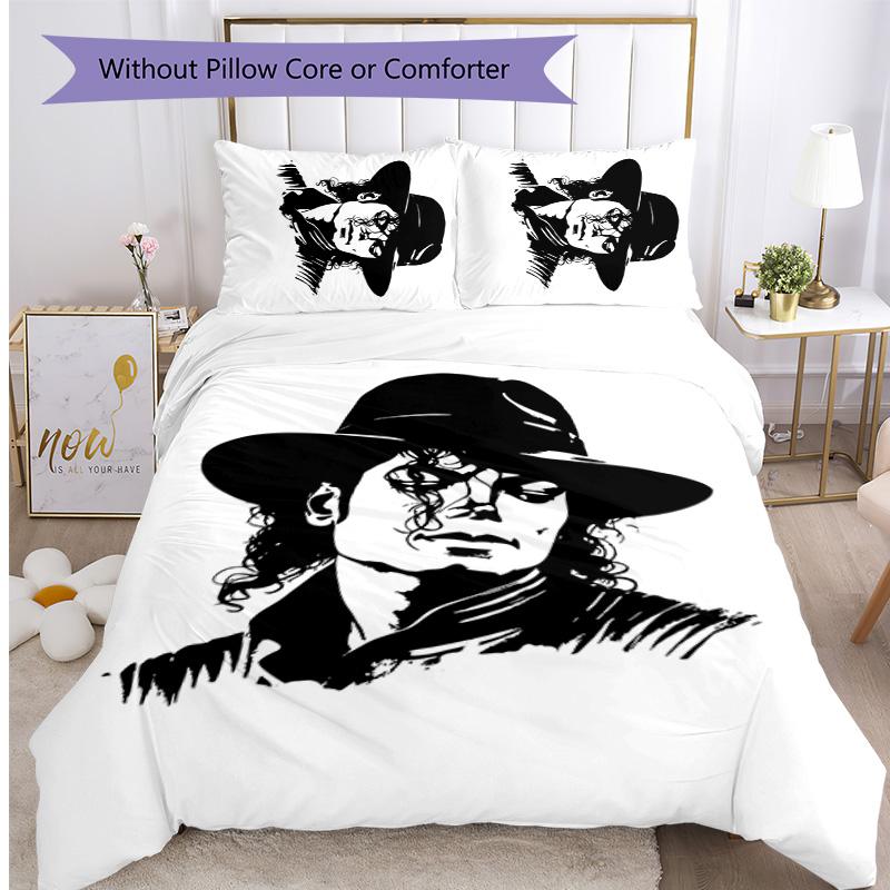 Michael Jackson Printed 3PCS Bedding Set Soft Breathable Duvet Cover Pillowcases Set Washable Bedroom Decor Home Gift