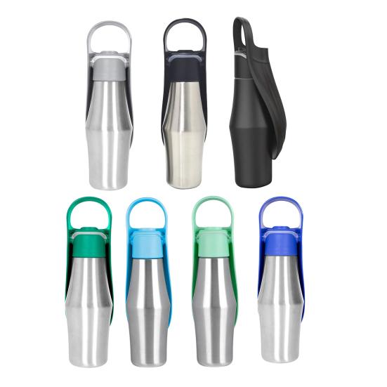 750ML Portable Dog Water Bottle, Leak-Proof Stainless Steel Water Bowl for Dog Cats, Large Capacity Outdoor Travel Pet Water Dispenser