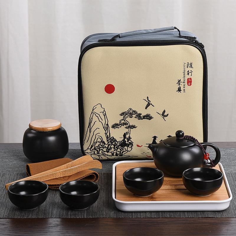 Dingyao travel tea set, one pot of four cups of gifts, souvenir, kung fu tea set