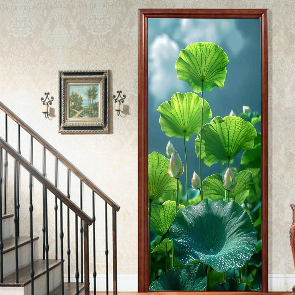 1Pcs landscape Vinyl Door Sticker For Bedroom Home Decor Self Adhesive Removable Wall Decal Door Renovation Waterproof Poster