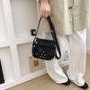 Washed Denim Crossbody Bag for Women Multi-Zipper Star Stud Casual Small Shoulder Purse