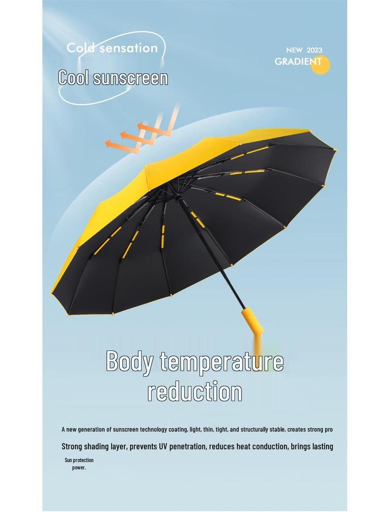 72-Rib Automatic Sunshade Umbrella: Dual-Use, Large Folding Parasol for Women & Men - Rain or Shine Protection.