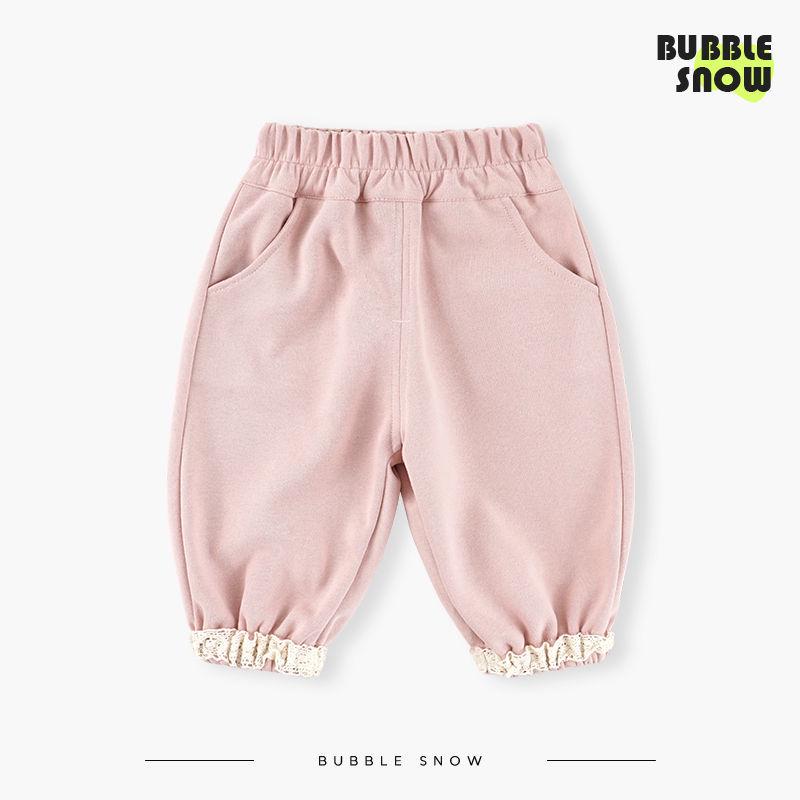 Stylish Girls Lace Ankle Joggers - Spring & Autumn Versatile Sweatpants 90 cm