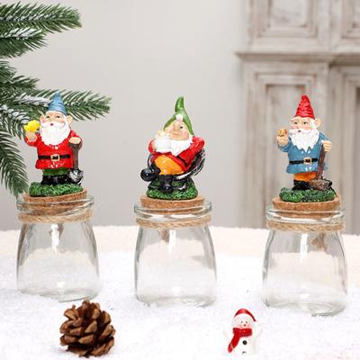 Noel Şekerleme Kavanozu Kapaklı Şeffaf Cam Kavanoz Reçine Cüce Noel Baba Heykeli Mini Atıştırmalık Kavanozu Mutfak Masası Katmanlı Tepsi Dekorasyonu Parti Malzemeleri