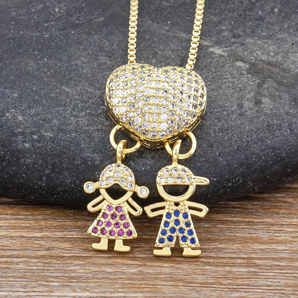 

Nidin Luxury Fashion Girls Boys Inlaid Crystal Zircon Pendant Romantic Heart Necklace Exquisite Mother s Day Jewelry Gift