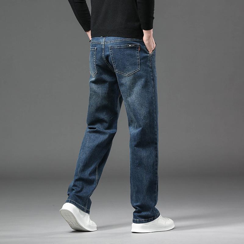 2025 Autumn/Winter Men's High-End Loose Straight Leg Jeans - Casual High-Waisted Pants