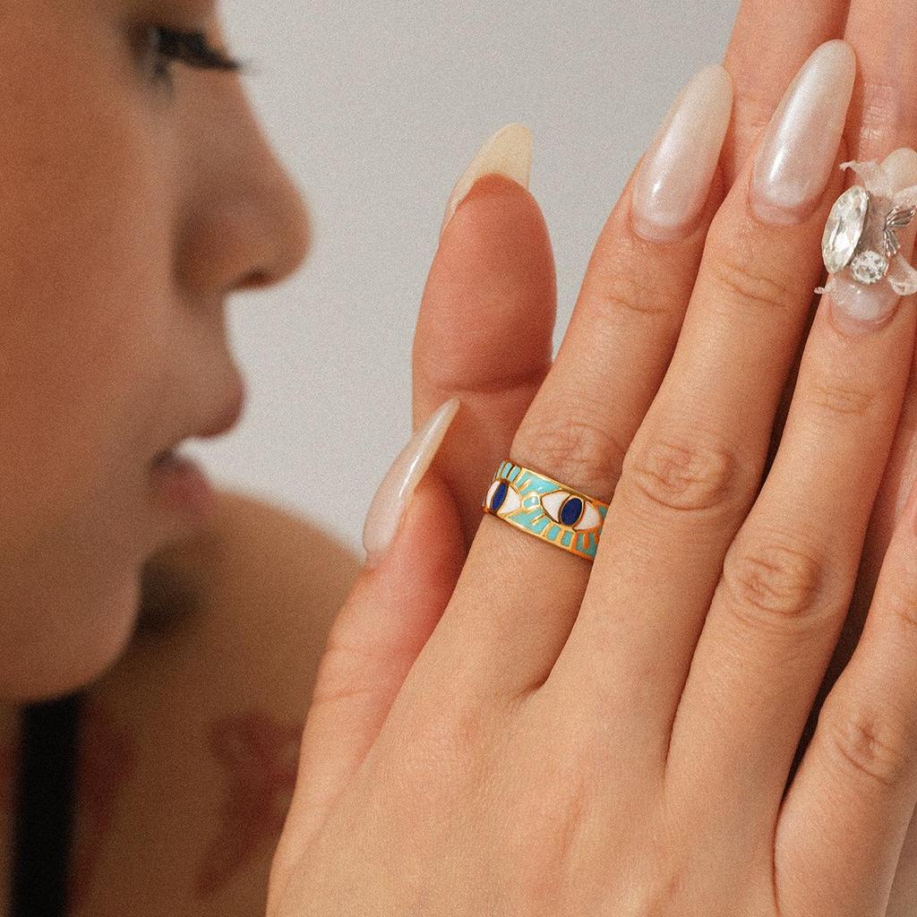 European and American Devil's Eye Open Ring - High-End, Trendy Exaggerated Jewelry for Women