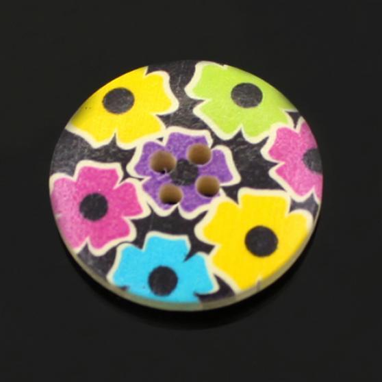 25 st 30 mm 4 hål flerfärgade träknappar för scrapbooking, sömnad, DIY-pärlor