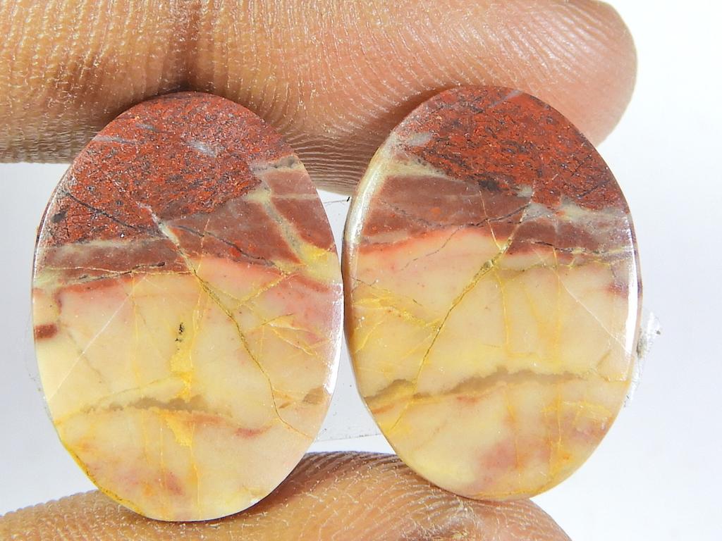 22Cts.Natural Red jasper Matched pair Oval Cabochon Gemstone 15X20X03 MM SK-227