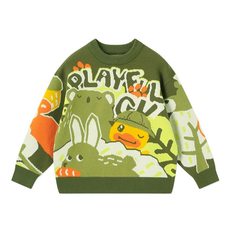 B.Duck Boys' Cartoon Pullover Sweater